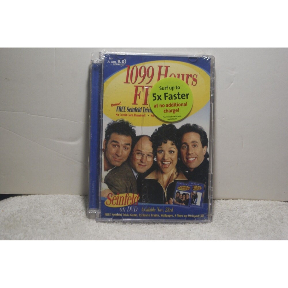 SEINFELD AOL 9.0 1099 HOURS FREE VINTAGE CD Sealed Collectible New